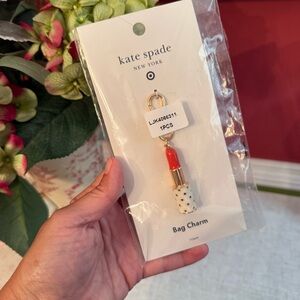 New Kate Spade New York x Target Polka Dot Lipstick Bag Purse Charm Keychain